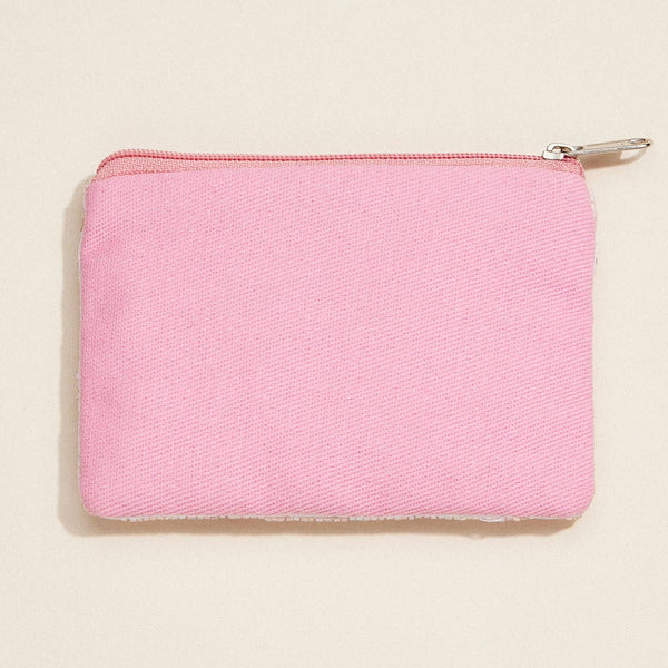 Beaded Rainbow Hearts Clutch with Pink Sequin Zip