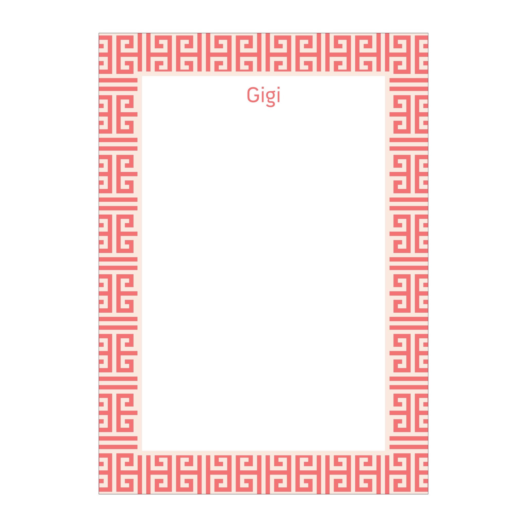 Greek Key 2 Large Notepad - Coral