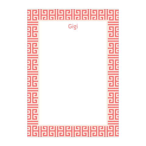 Greek Key 2 Large Notepad - Coral