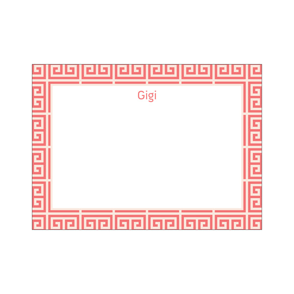 Greek Key 2 Large Card - Coral