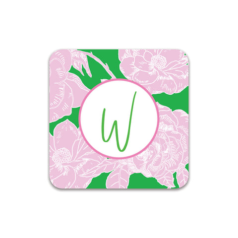 Modern Script Coasters - Pink + Green