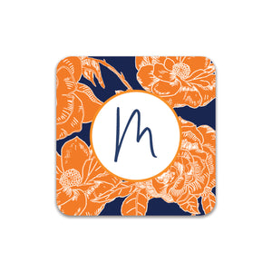 Modern Script Coasters - Navy + Orange
