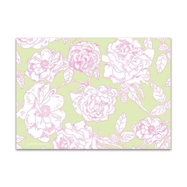 Flora Large Card - Green/Pink