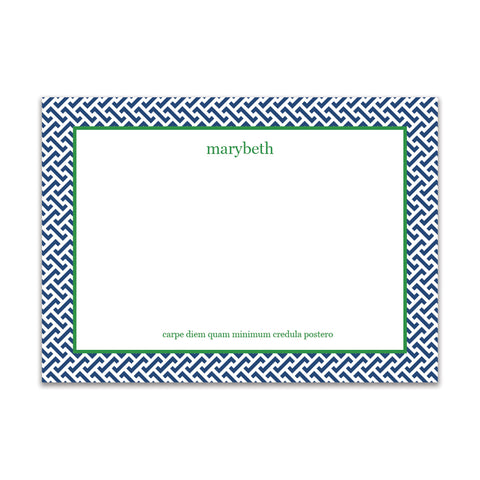 Greek Key Large Card - Navy