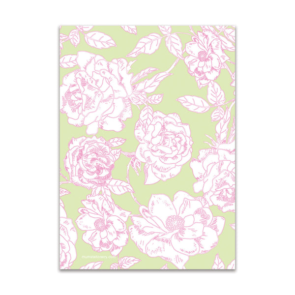 Flora Large Card - Green/Pink