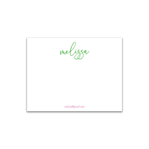 Modern Script Small Card - Green + Pink