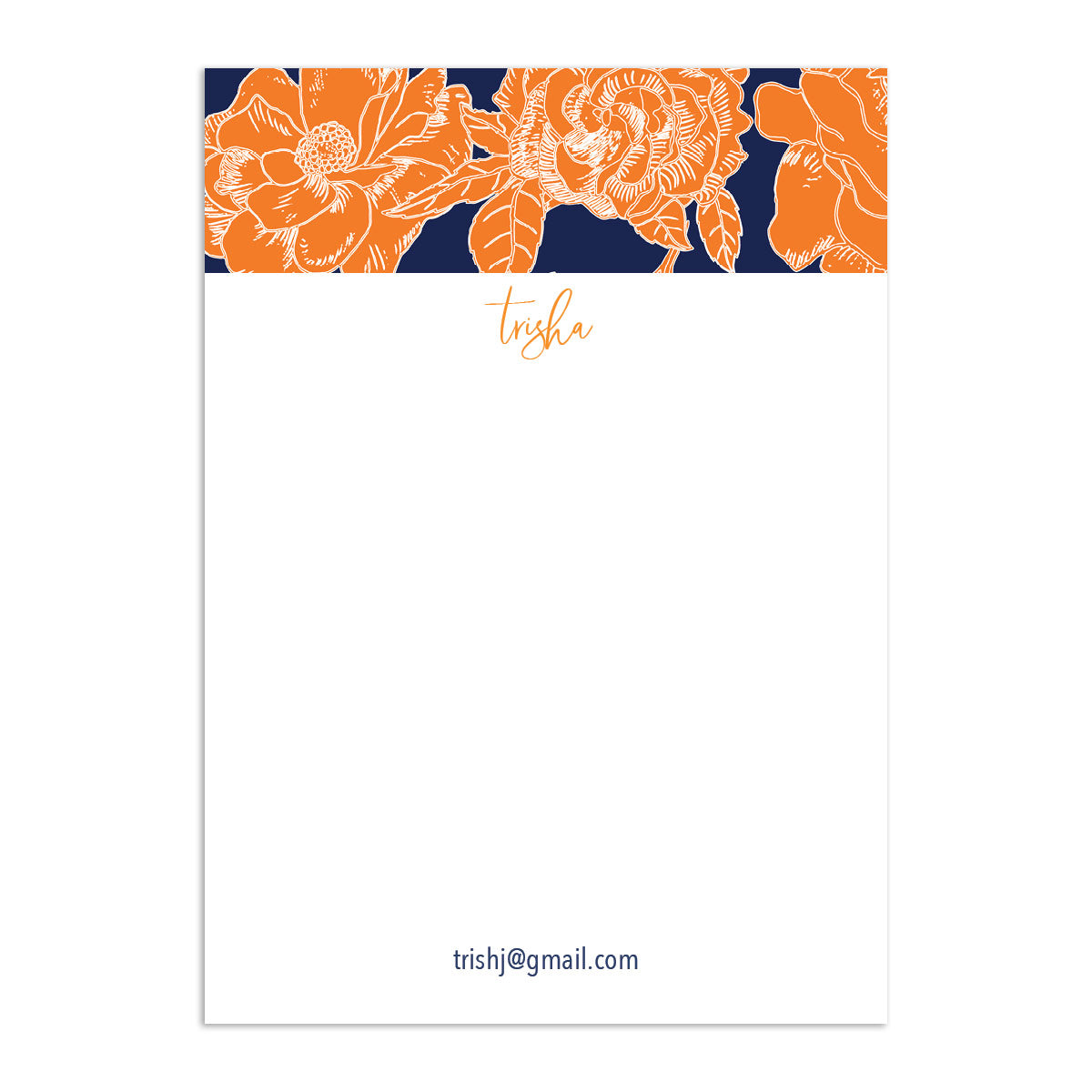 Modern Script Large Notepad - Navy + Orange