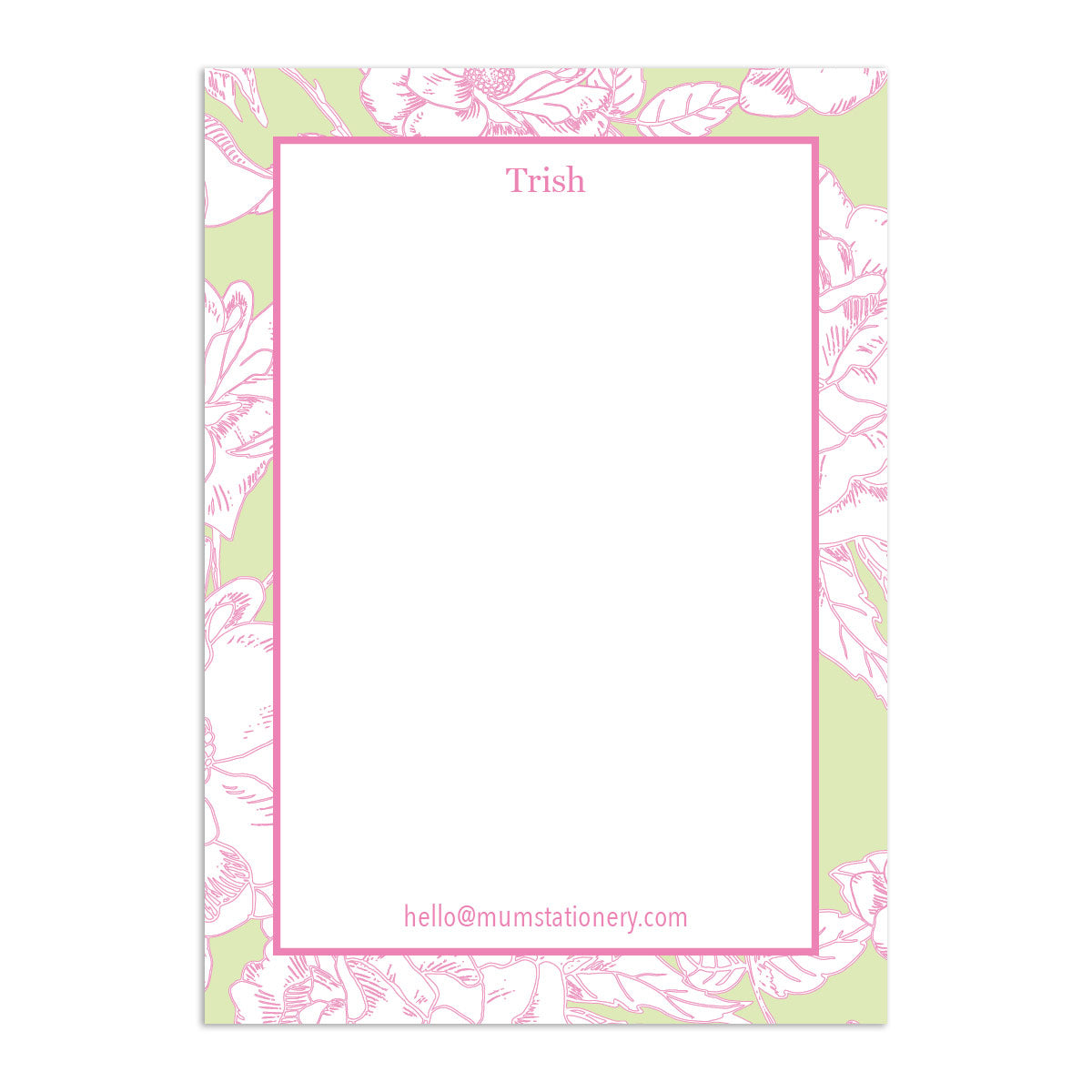 Flora Large Notepad - Pink + Green