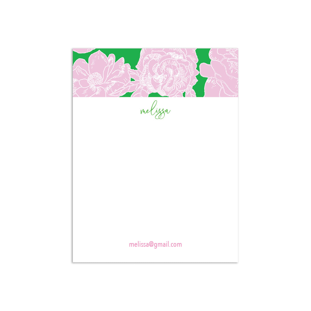 Modern Script Small Notepad - Pink + Green