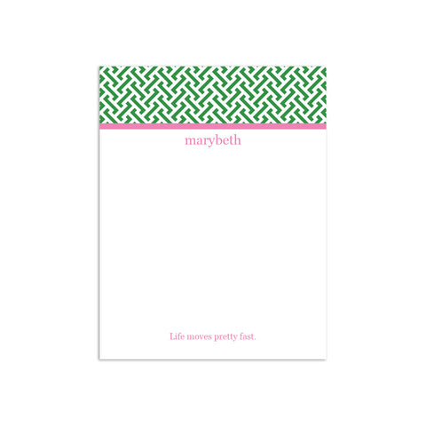 Greek Key Small Notepad - Kelly