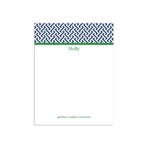 Greek Key Small Notepad - Navy