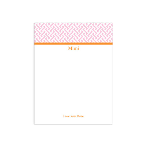 Greek Key Small Notepad - Pink