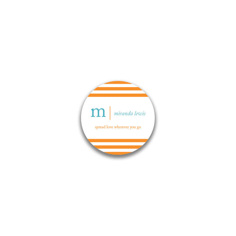 Initial Serif Round Sticker - Turquoise