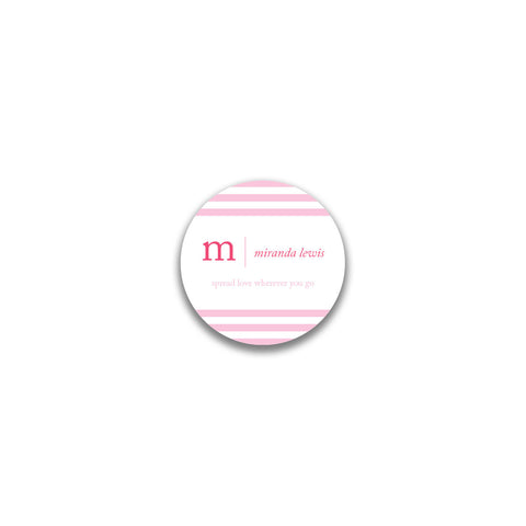 Initial Serif Round Sticker - Pink