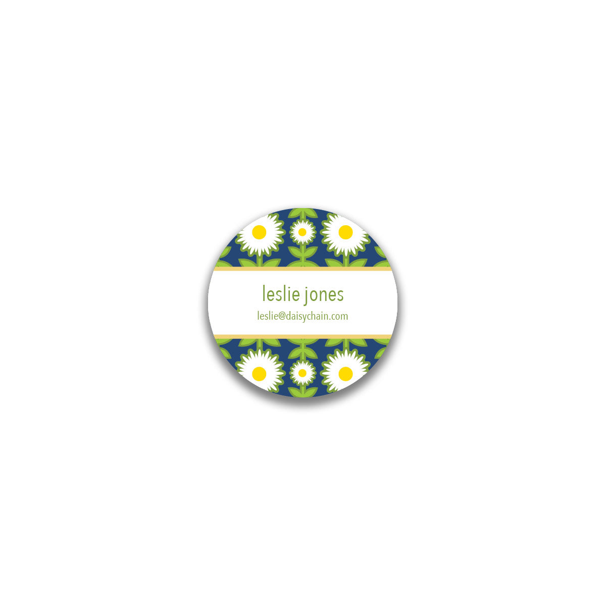 Daisy Chain Round Sticker - Navy