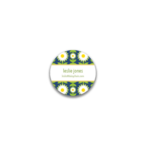 Daisy Chain Round Sticker - Navy