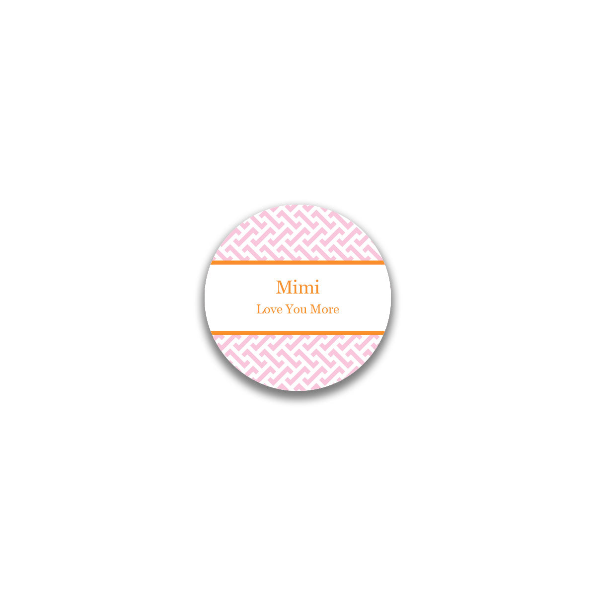 Greek Key Round Sticker - Pink