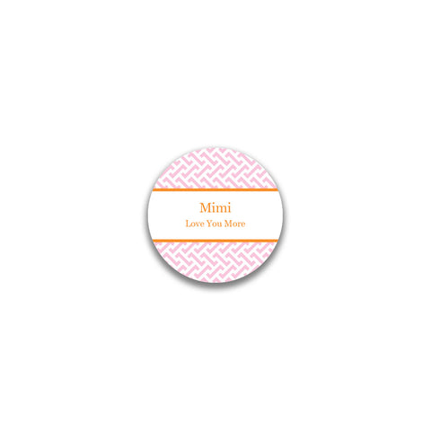 Greek Key Round Sticker - Pink