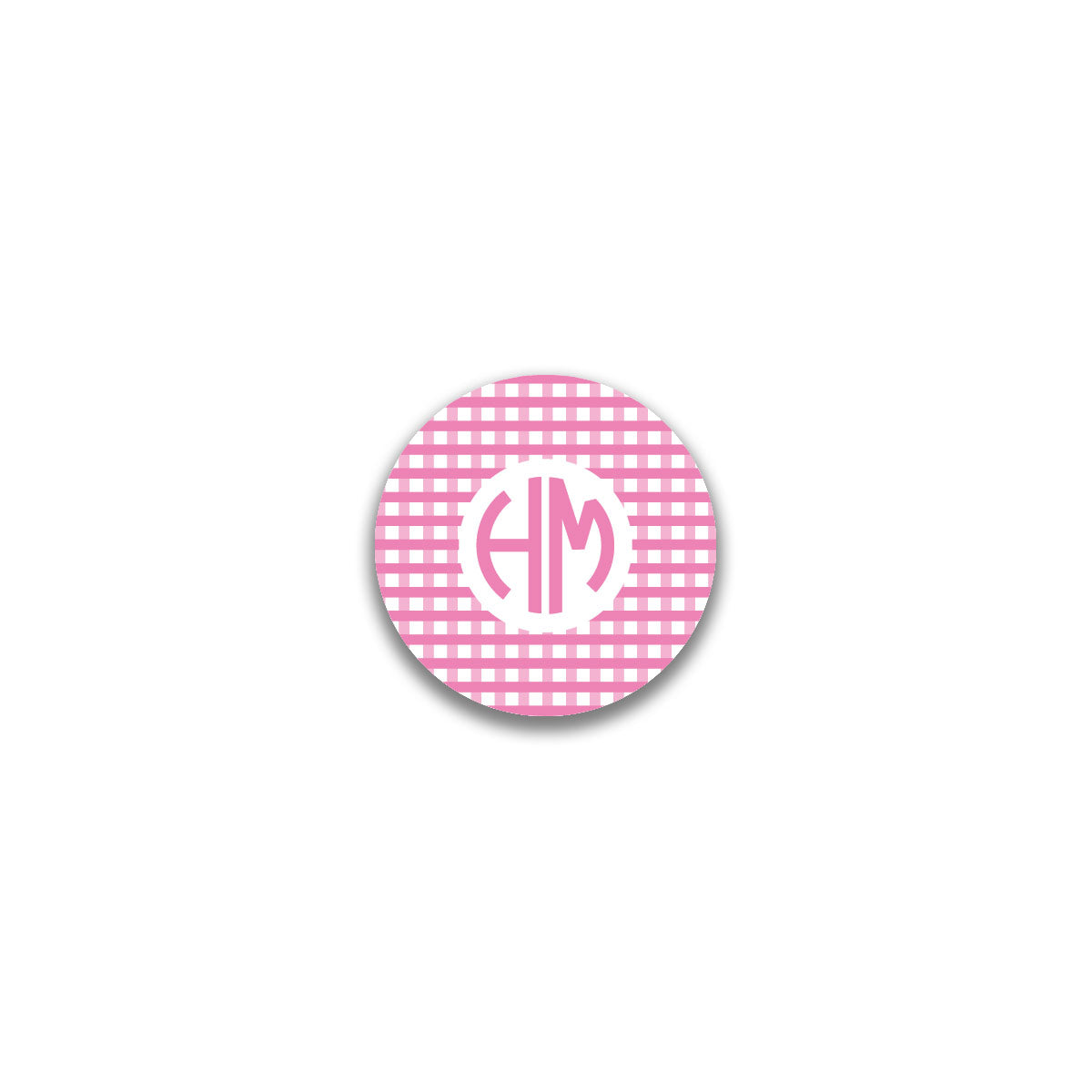 Circle 2 Initial Round Sticker - Pink