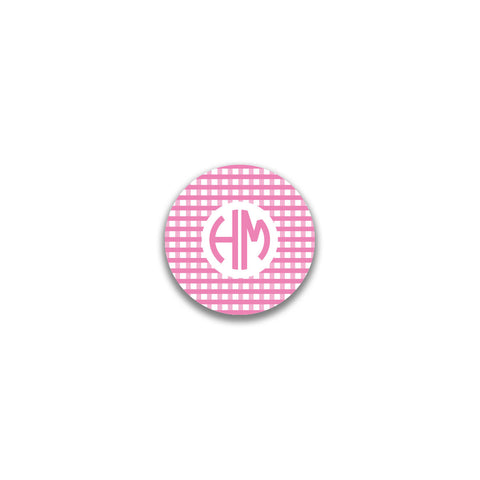 Circle 2 Initial Round Sticker - Pink