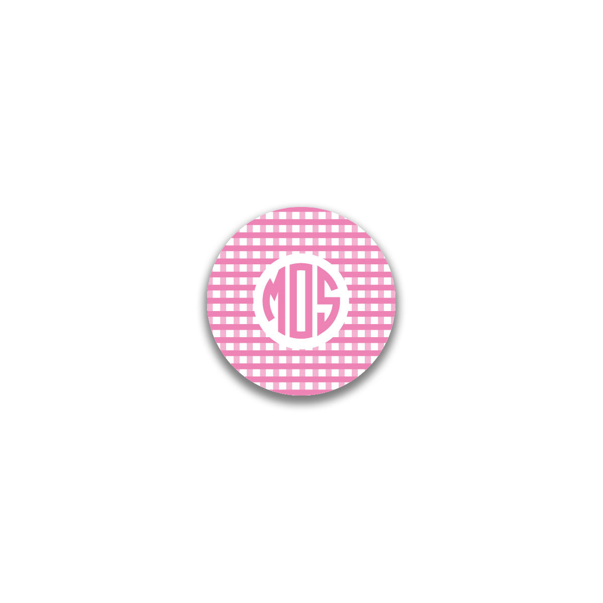 Circle 3 Initial Round Sticker - Pink