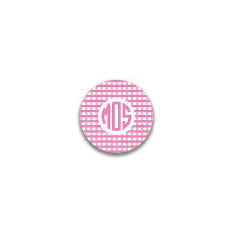 Circle 3 Initial Round Sticker - Pink