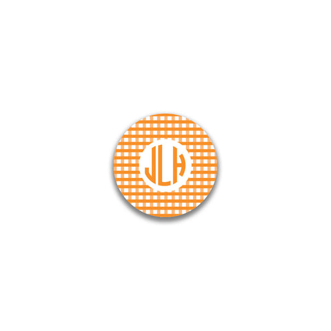 Circle 3 Initial Round Sticker - Orange