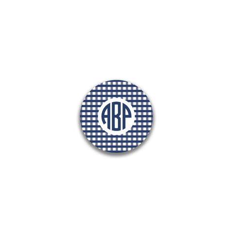 Circle 3 Initial Round Sticker - Navy