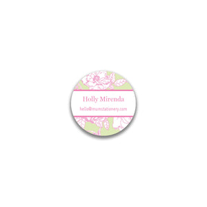 Flora Round Sticker - Pink + Green