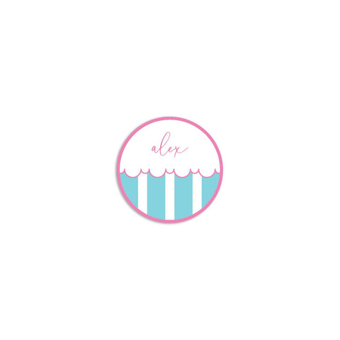 Awning Round Sticker - Aqua