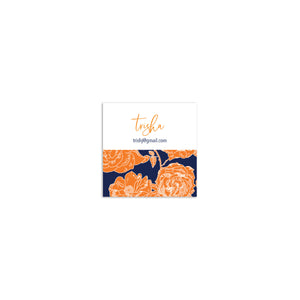 Modern Script Square Sticker - Navy + Orange