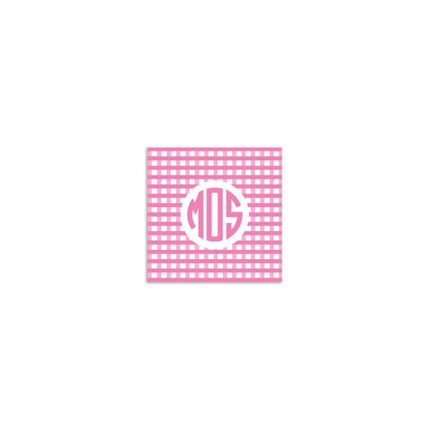 Circle 3 Initial Square Sticker - Pink