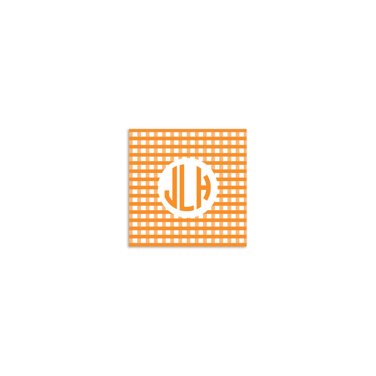 Circle 3 Initial Square Sticker - Orange