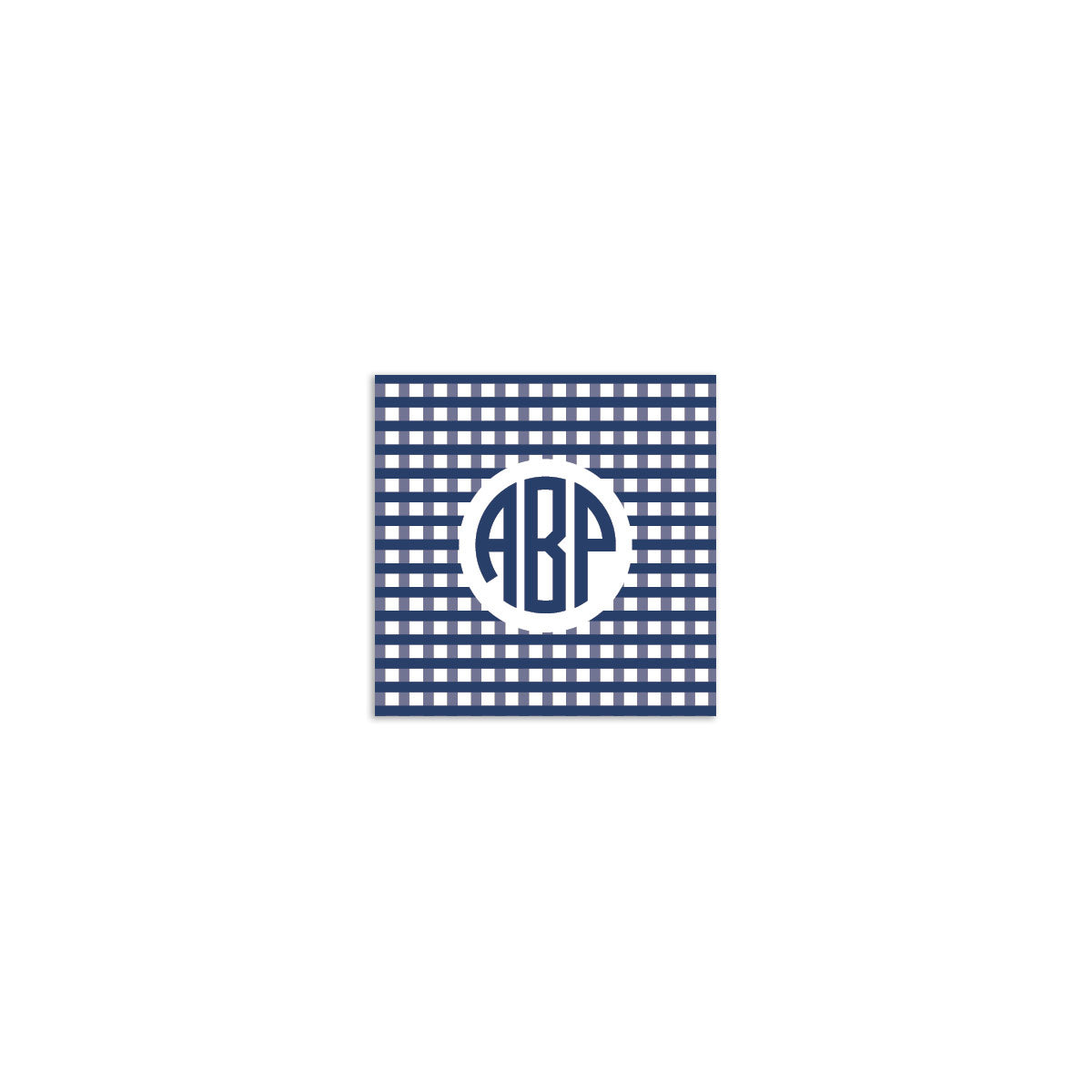 Circle 3 Initial Square Sticker - Navy