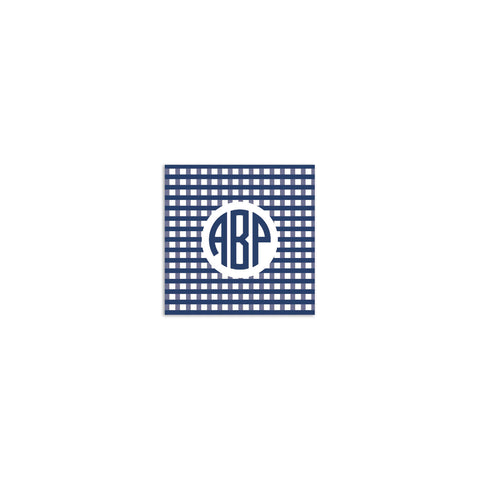 Circle 3 Initial Square Sticker - Navy