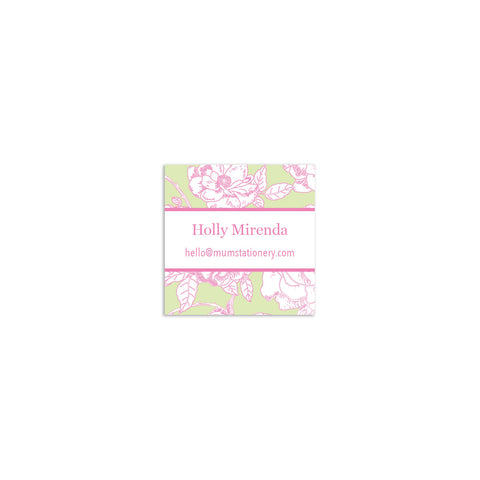 Flora Square Sticker - Pink + Green